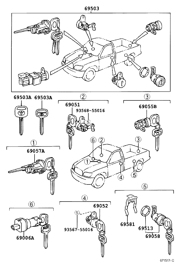  TUNDRA |  LOCK CYLINDER SET