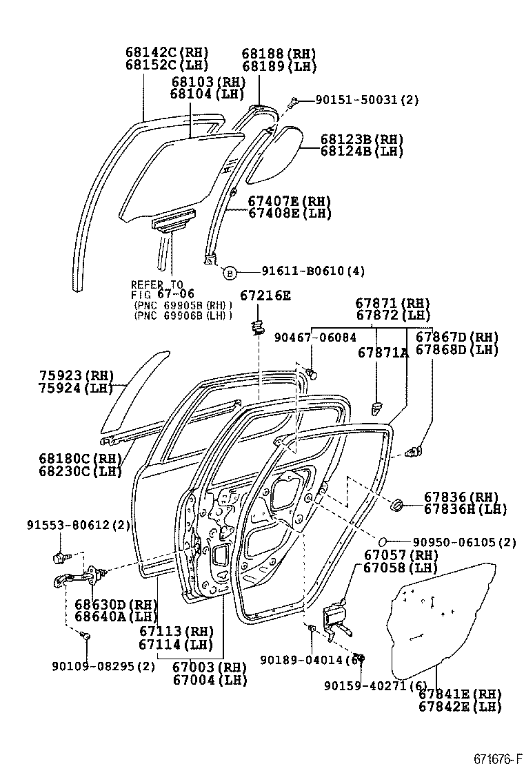  ECHO |  REAR DOOR PANEL GLASS