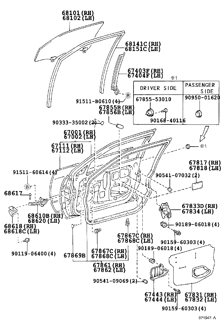  IS300 |  FRONT DOOR PANEL GLASS