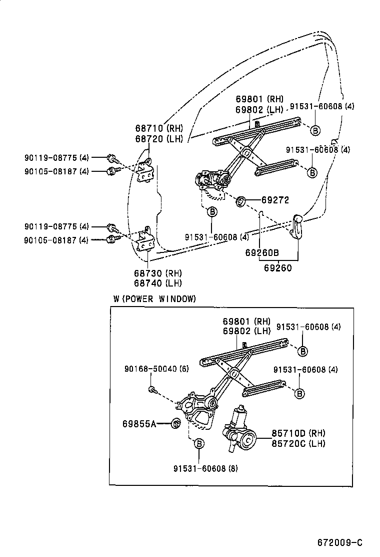  RAV4 |  FRONT DOOR WINDOW REGULATOR HINGE