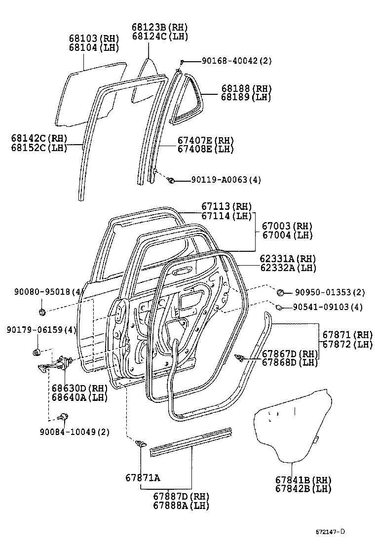  SEQUOIA |  REAR DOOR PANEL GLASS