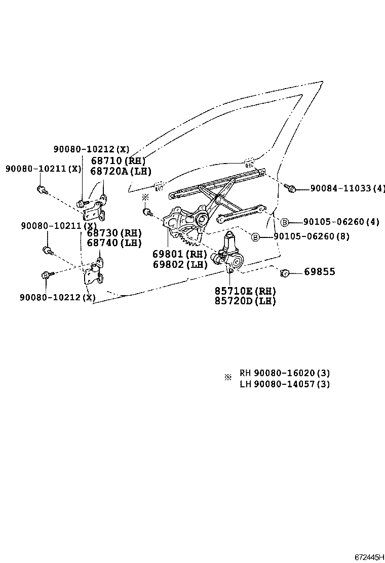  CAMRY NAP |  FRONT DOOR WINDOW REGULATOR HINGE