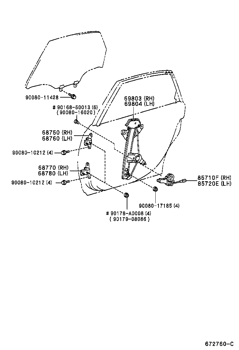  AVALON |  REAR DOOR WINDOW REGULATOR HINGE