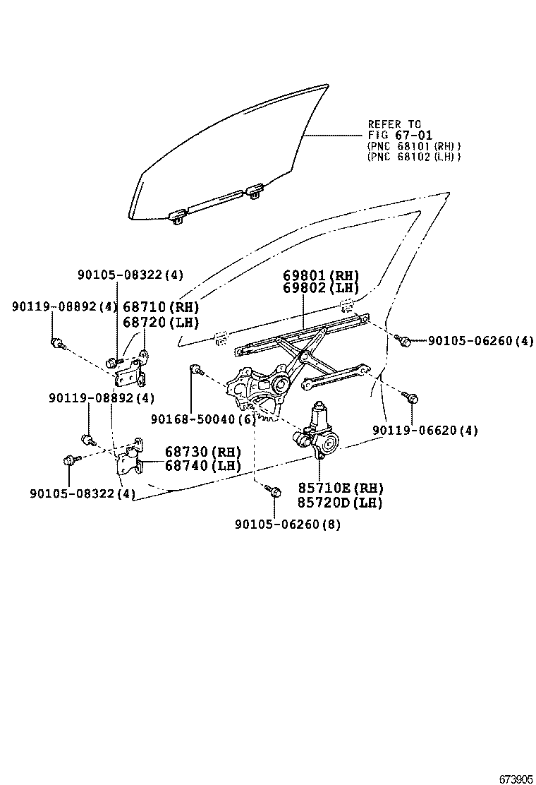  RX400H |  FRONT DOOR WINDOW REGULATOR HINGE