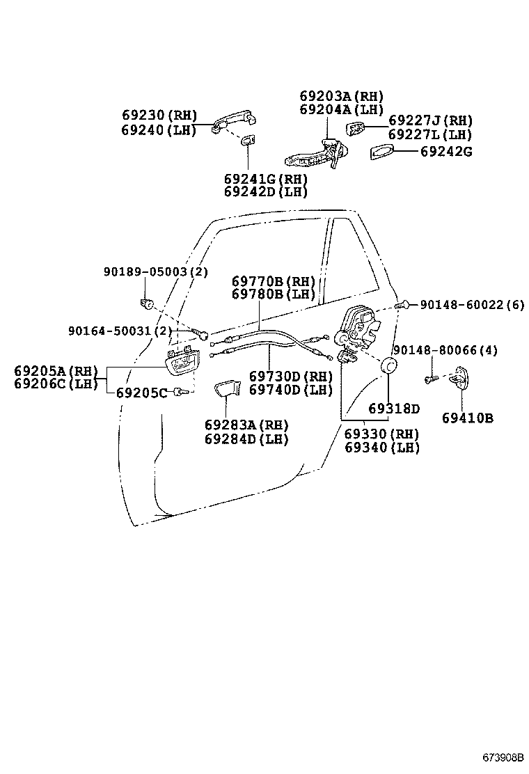  RX400H |  REAR DOOR LOCK HANDLE