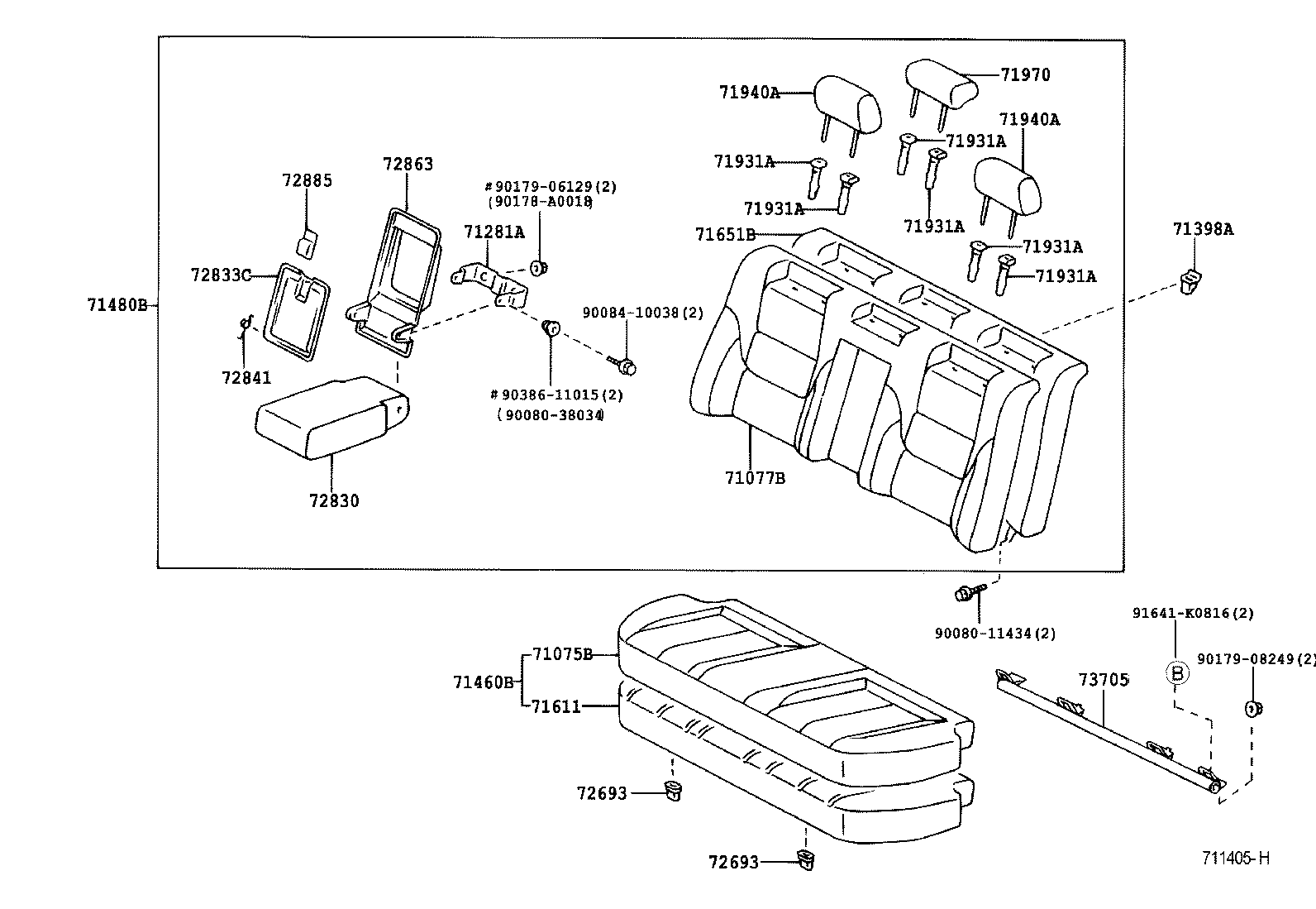  AVALON |  REAR SEAT SEAT TRACK