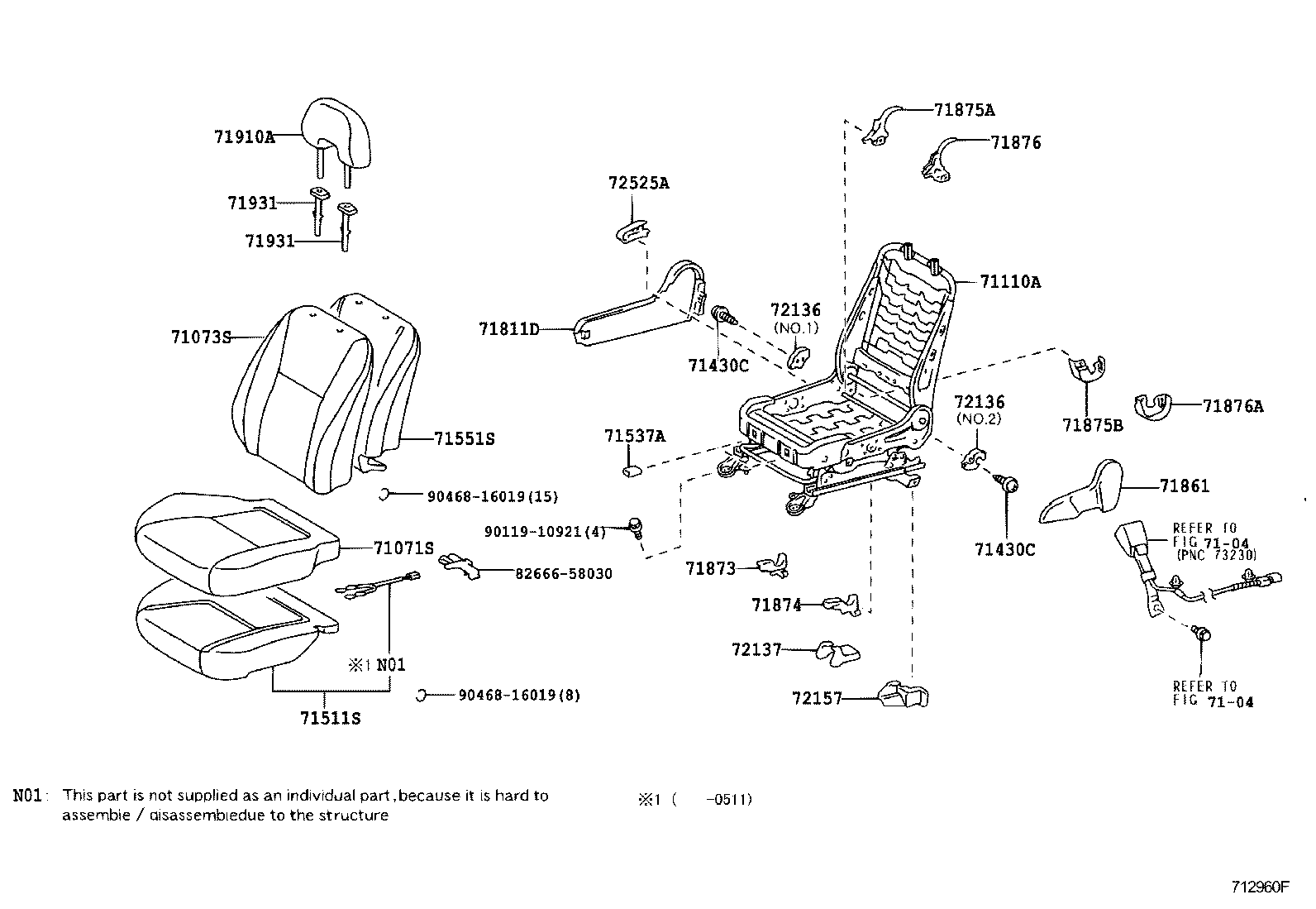  PRIUS |  FRONT SEAT SEAT TRACK