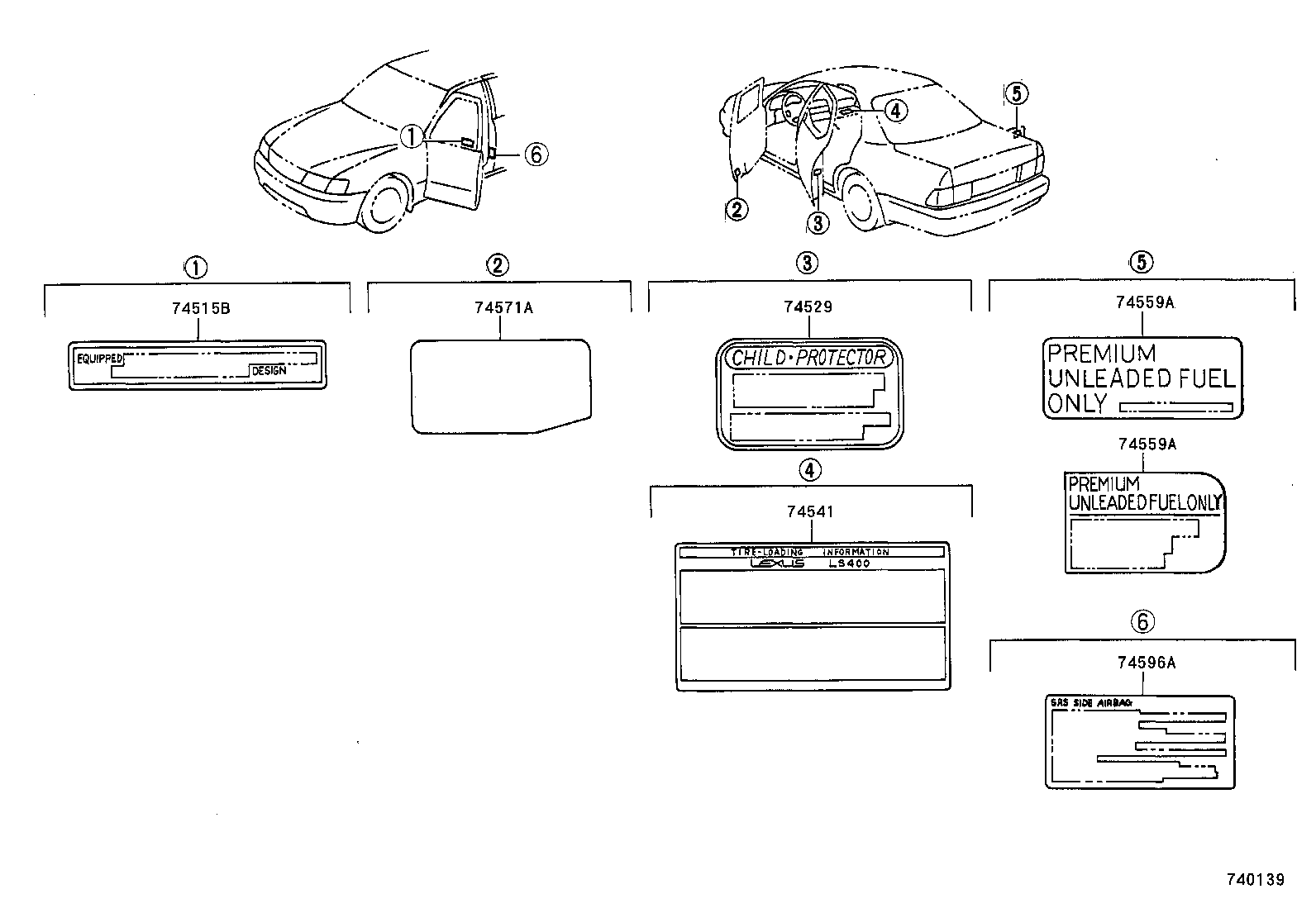  LS400 |  CAUTION PLATE EXTERIOR INTERIOR