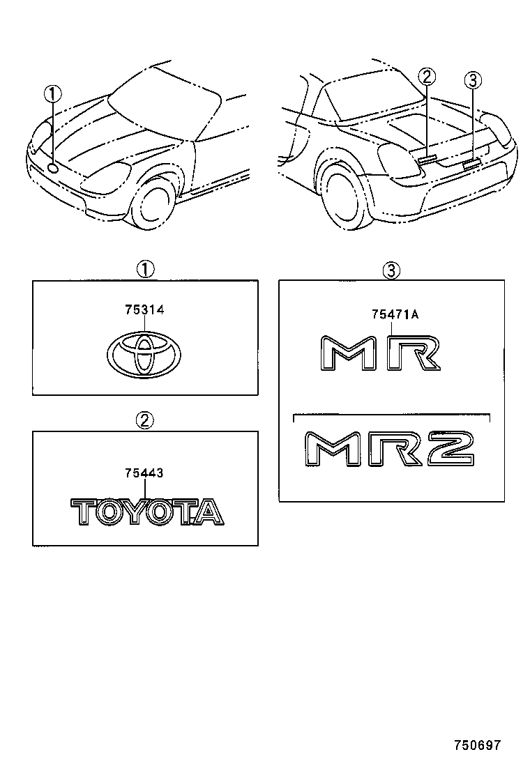  MR2 |  EMBLEM NAME PLATE EXTERIOR INTERIOR