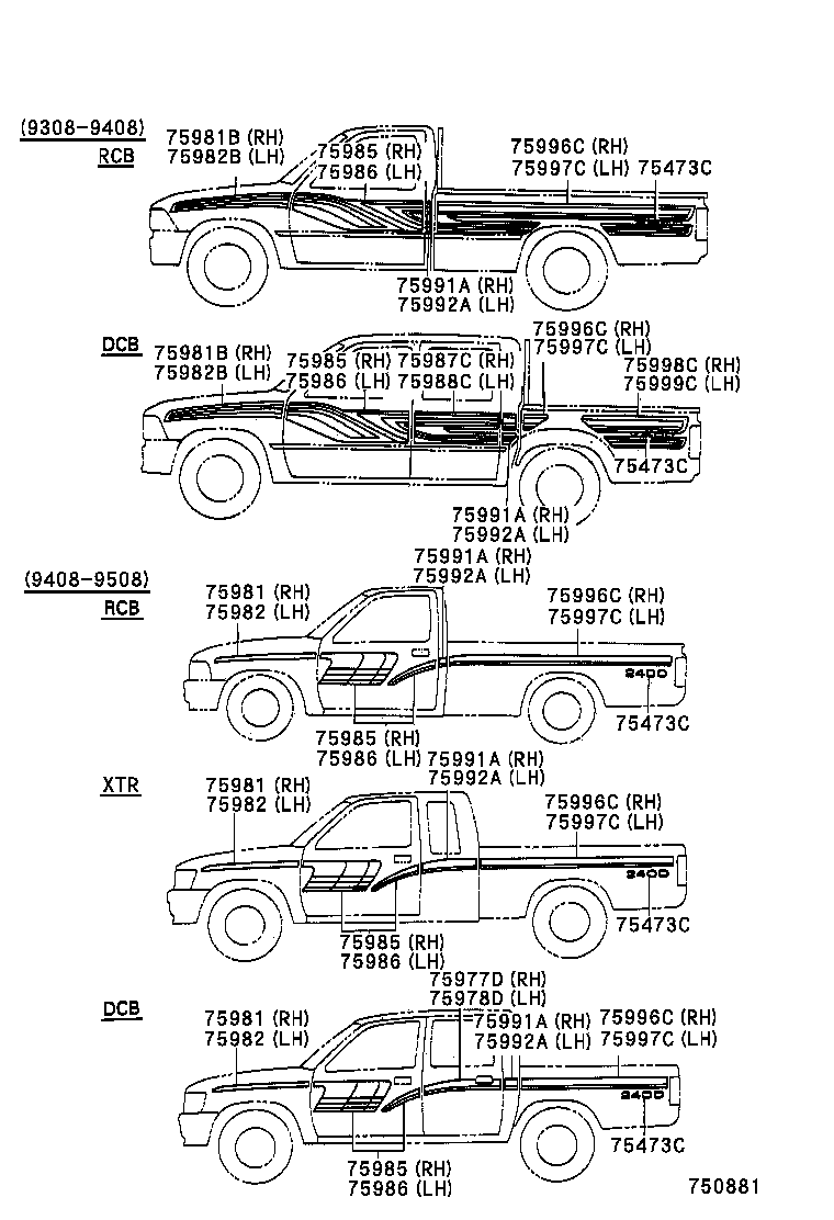  HILUX 2WD |  BODY STRIPE