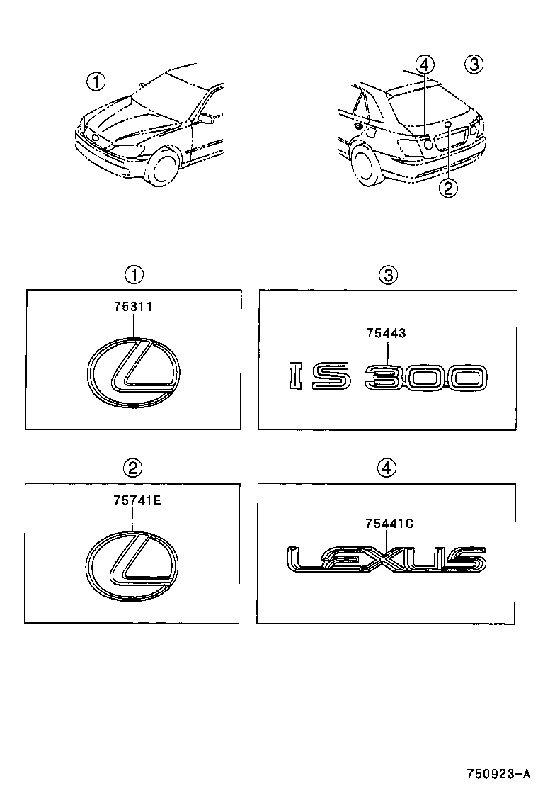  IS300 |  EMBLEM NAME PLATE EXTERIOR INTERIOR