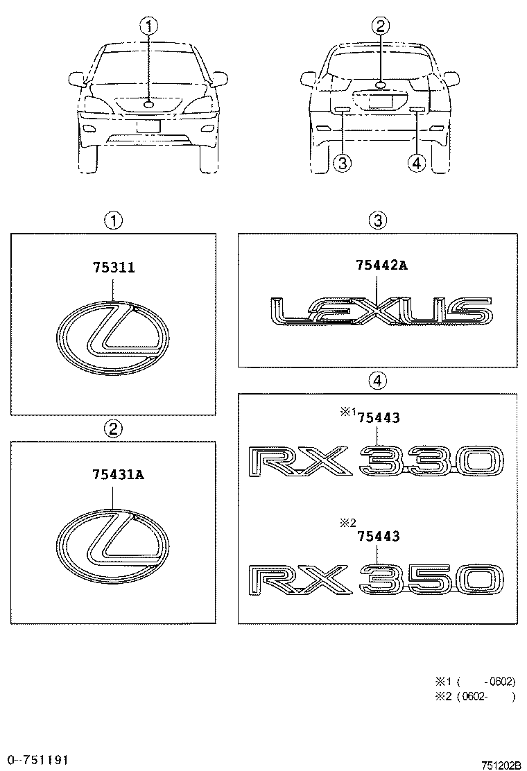  RX330 350 NAP |  EMBLEM NAME PLATE EXTERIOR INTERIOR