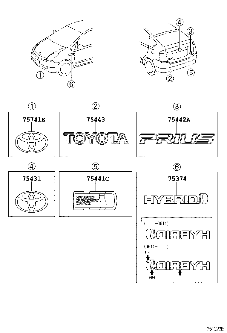  PRIUS |  EMBLEM NAME PLATE EXTERIOR INTERIOR