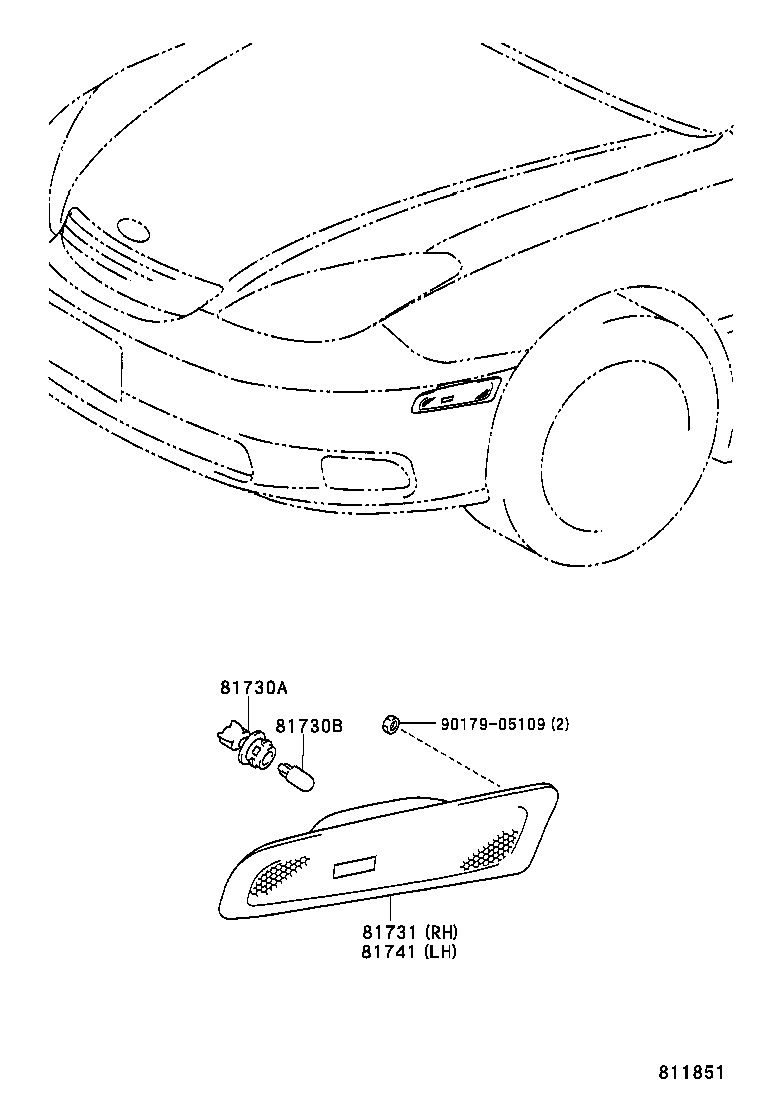  ES300 330 |  SIDE TURN SIGNAL LAMP OUTER MIRROR LAMP