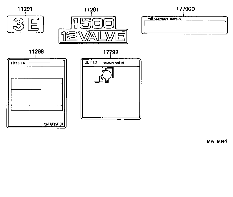  TERCEL |  CAUTION PLATE NAME PLATE ENGINE