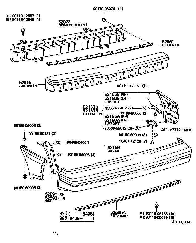  TERCEL |  REAR BUMPER BUMPER STAY