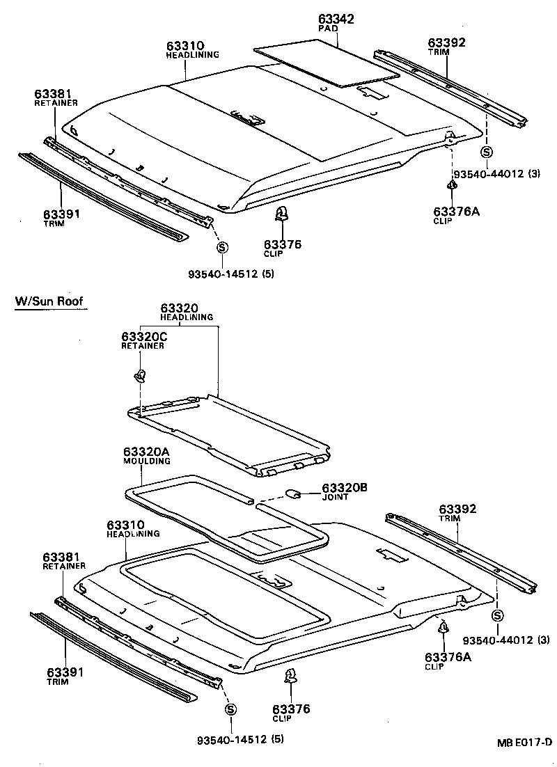  TERCEL |  ROOF HEADLINING SILENCER PAD