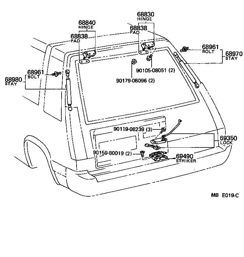  TERCEL |  BACK DOOR LOCK HANDLE