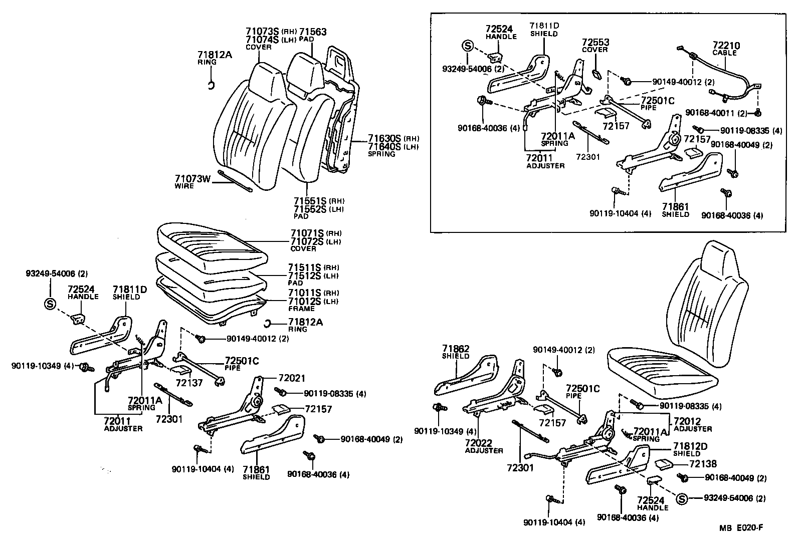  TERCEL |  FRONT SEAT SEAT TRACK