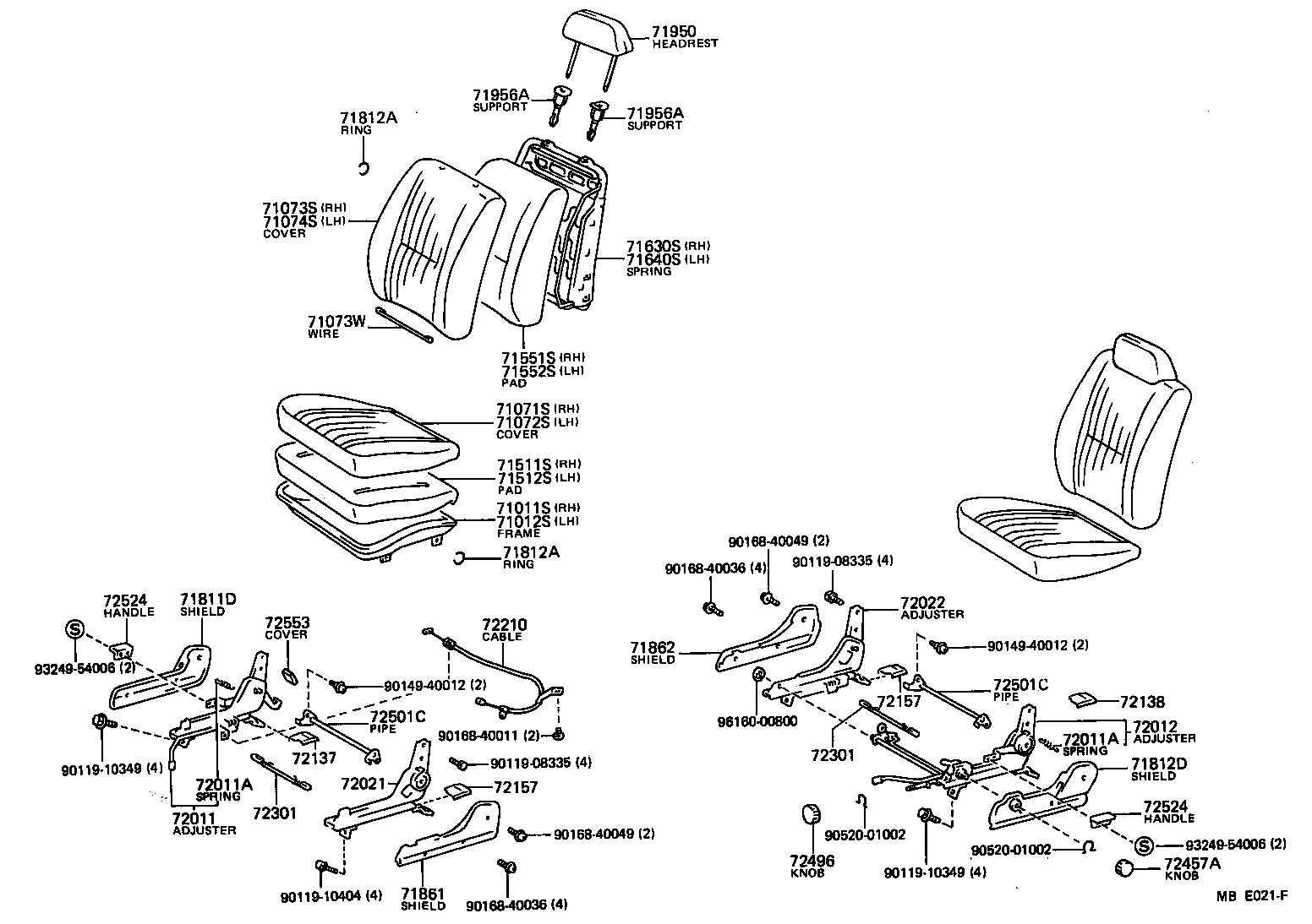  TERCEL |  FRONT SEAT SEAT TRACK