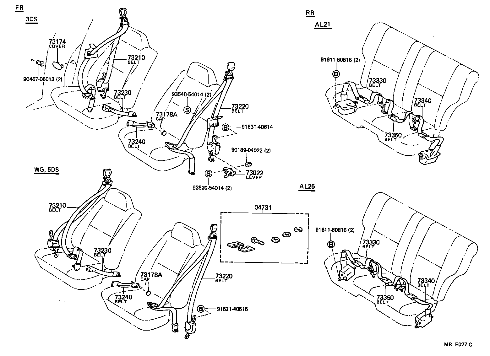  TERCEL |  SEAT BELT CHILD RESTRAINT SEAT