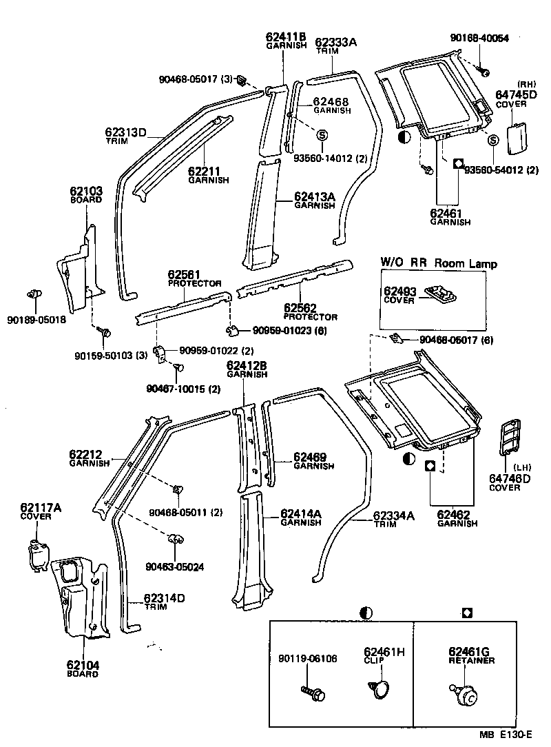  TERCEL |  INSIDE TRIM BOARD DOOR OPENING TRIM MOULDING