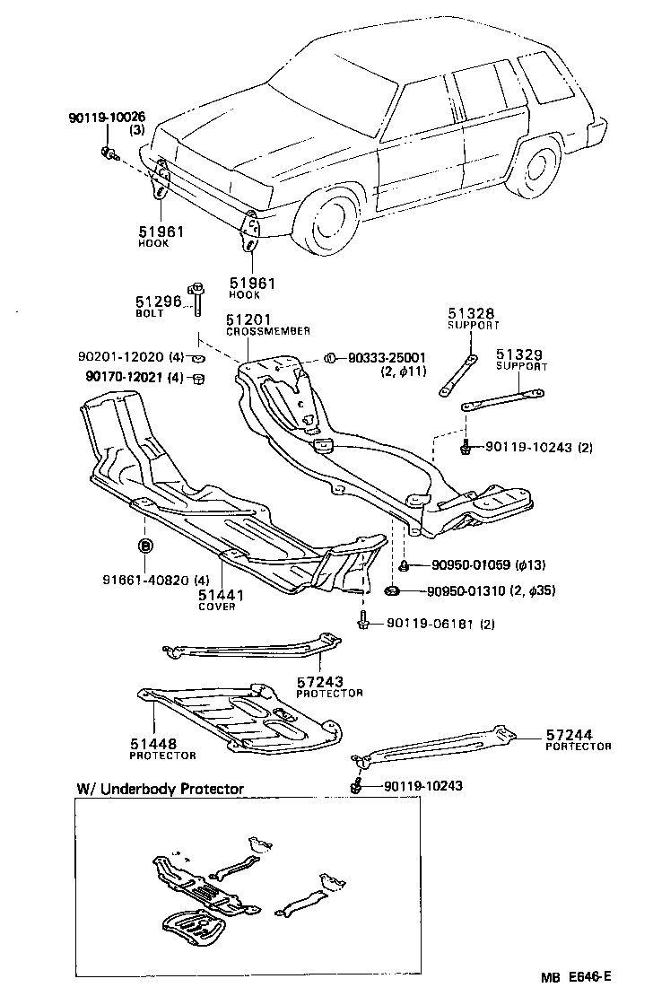  TERCEL |  SUSPENSION CROSSMEMBER UNDER COVER