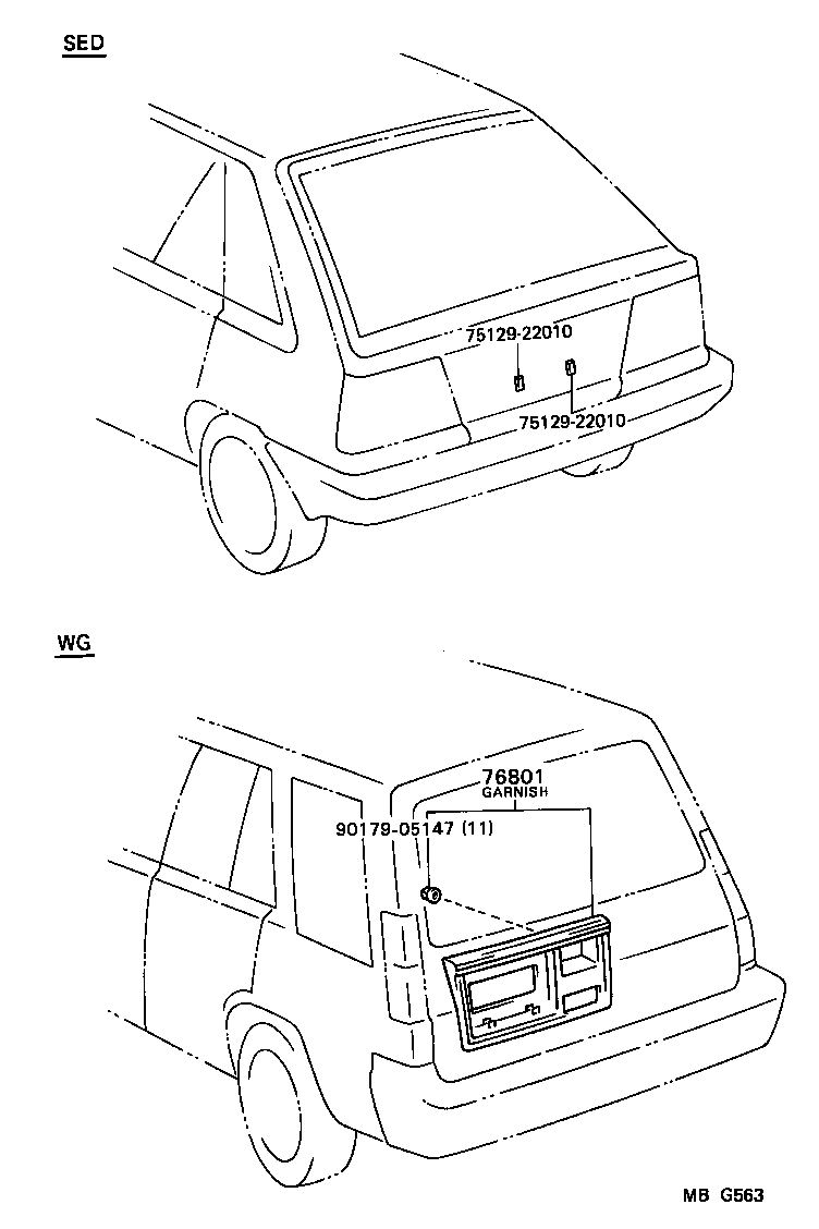  TERCEL |  REAR MOULDING