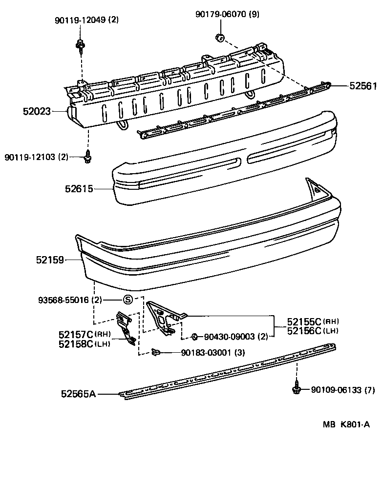  TERCEL |  REAR BUMPER BUMPER STAY