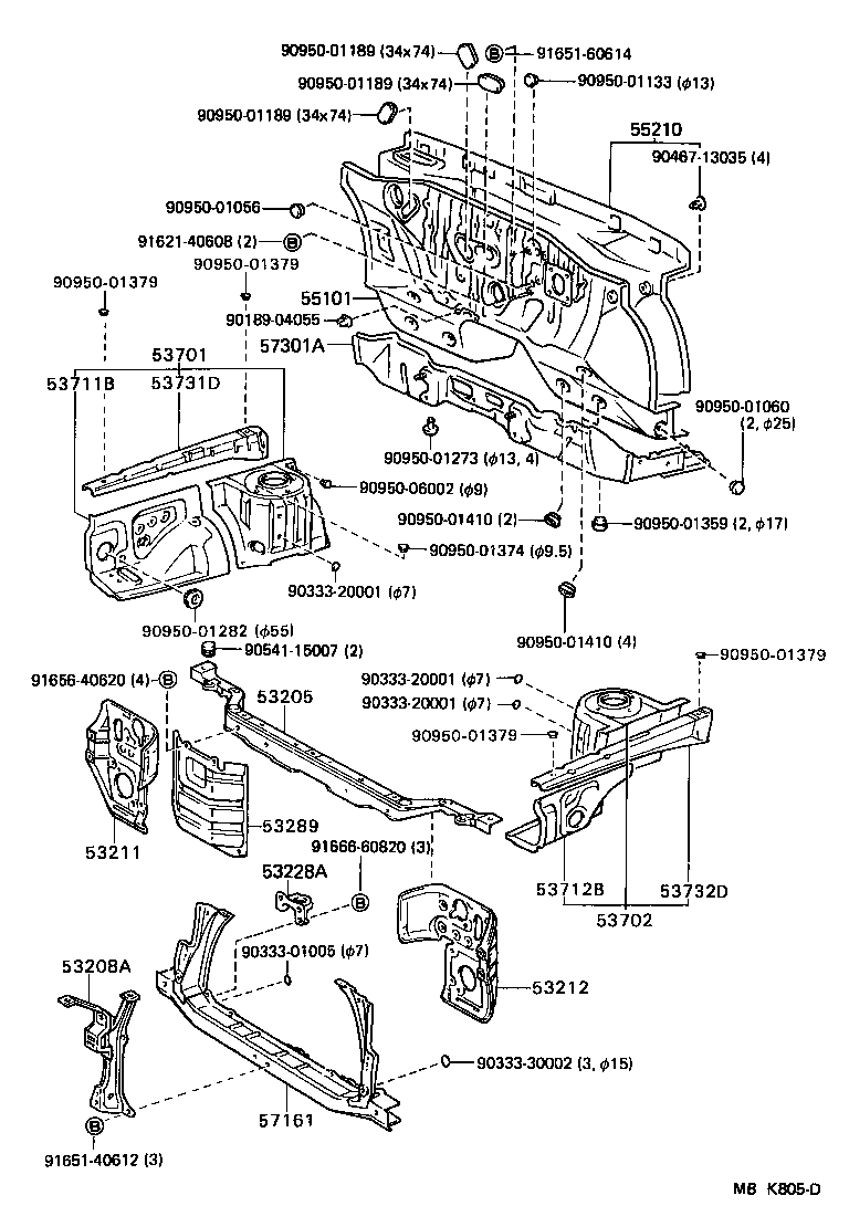  TERCEL |  FRONT FENDER APRON DASH PANEL