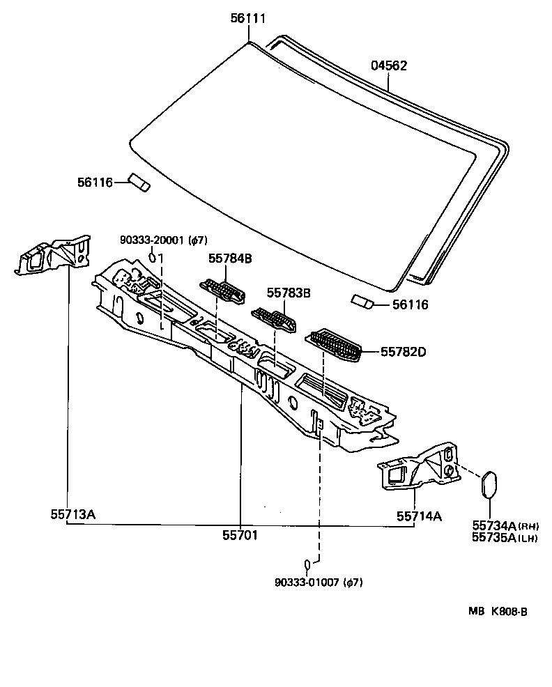  TERCEL |  COWL PANEL WINDSHIELD GLASS