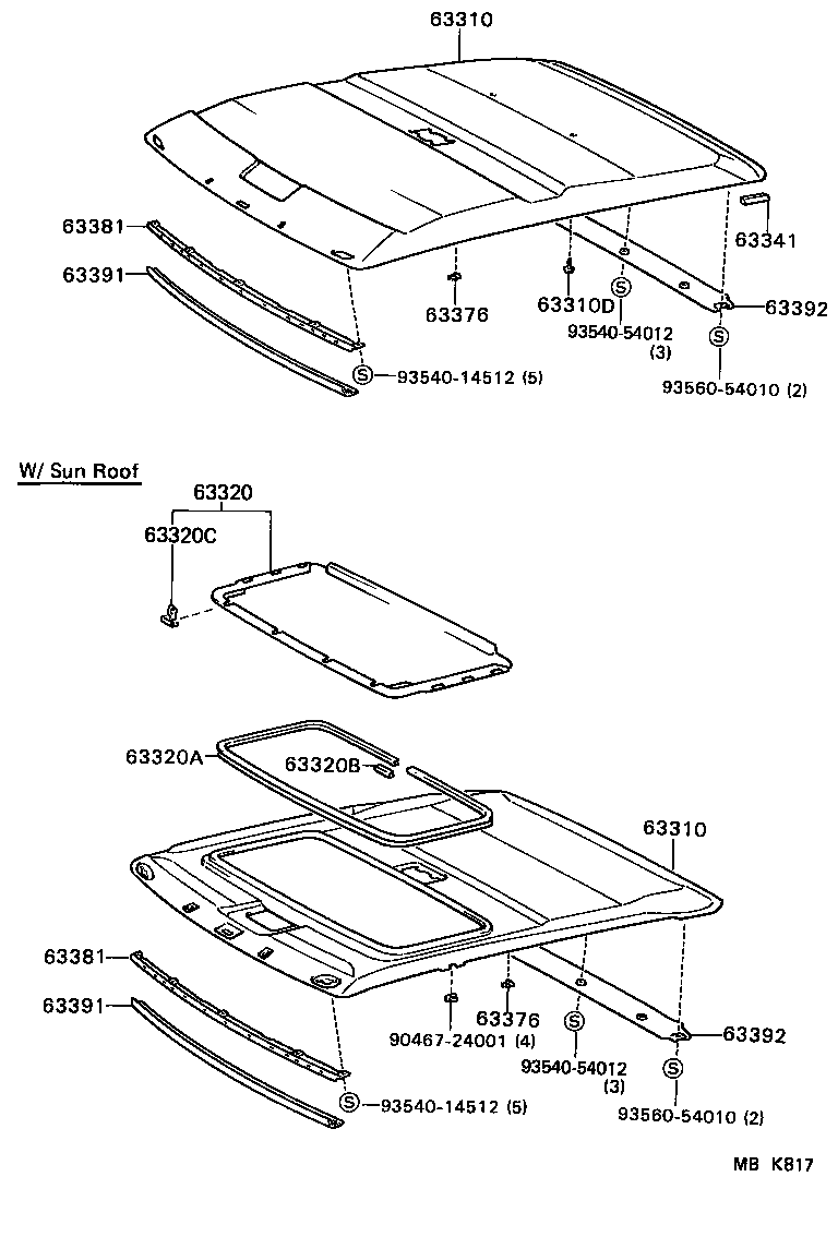  TERCEL |  ROOF HEADLINING SILENCER PAD