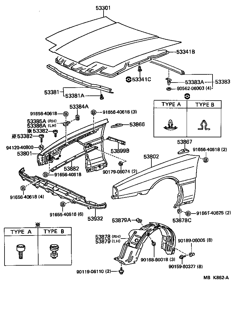  SUPRA |  HOOD FRONT FENDER