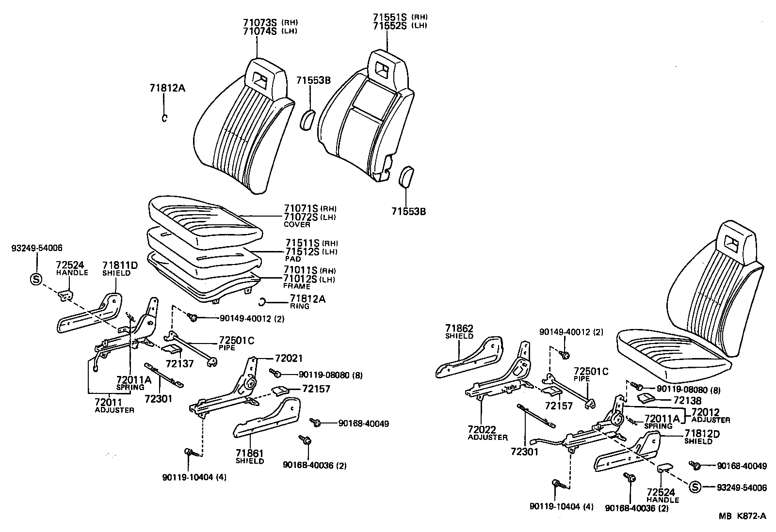  TERCEL |  FRONT SEAT SEAT TRACK