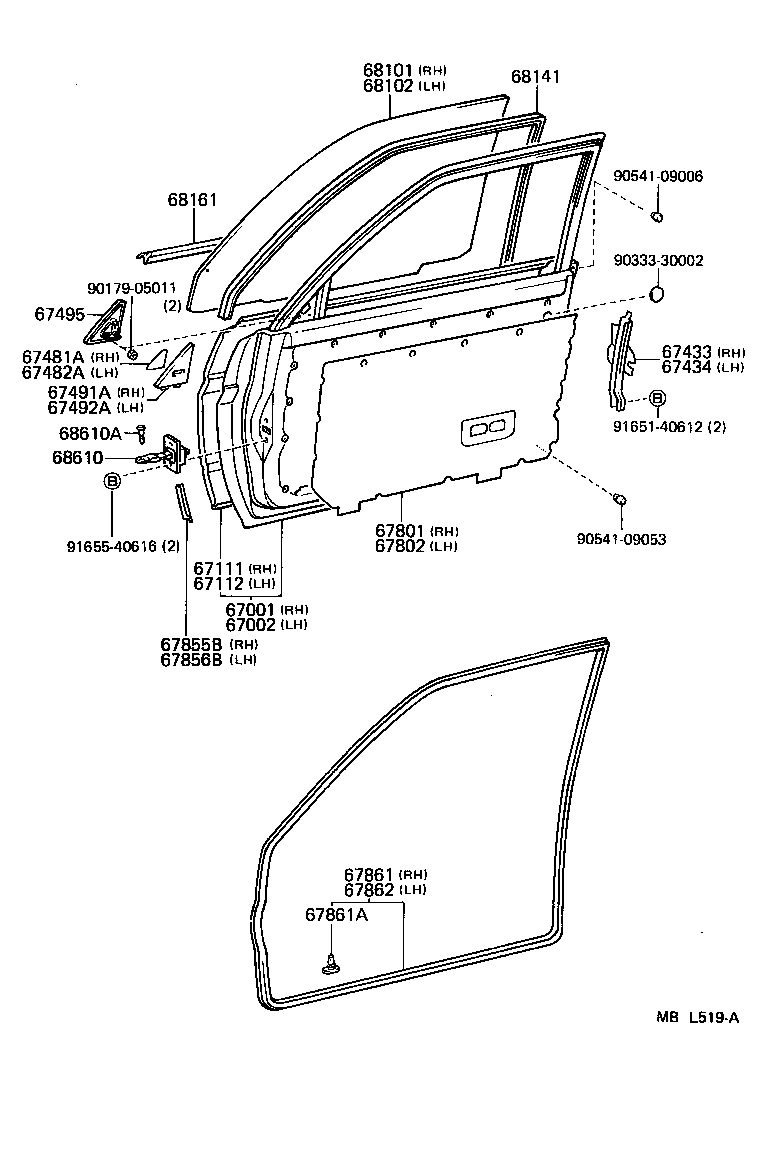  TERCEL |  FRONT DOOR PANEL GLASS