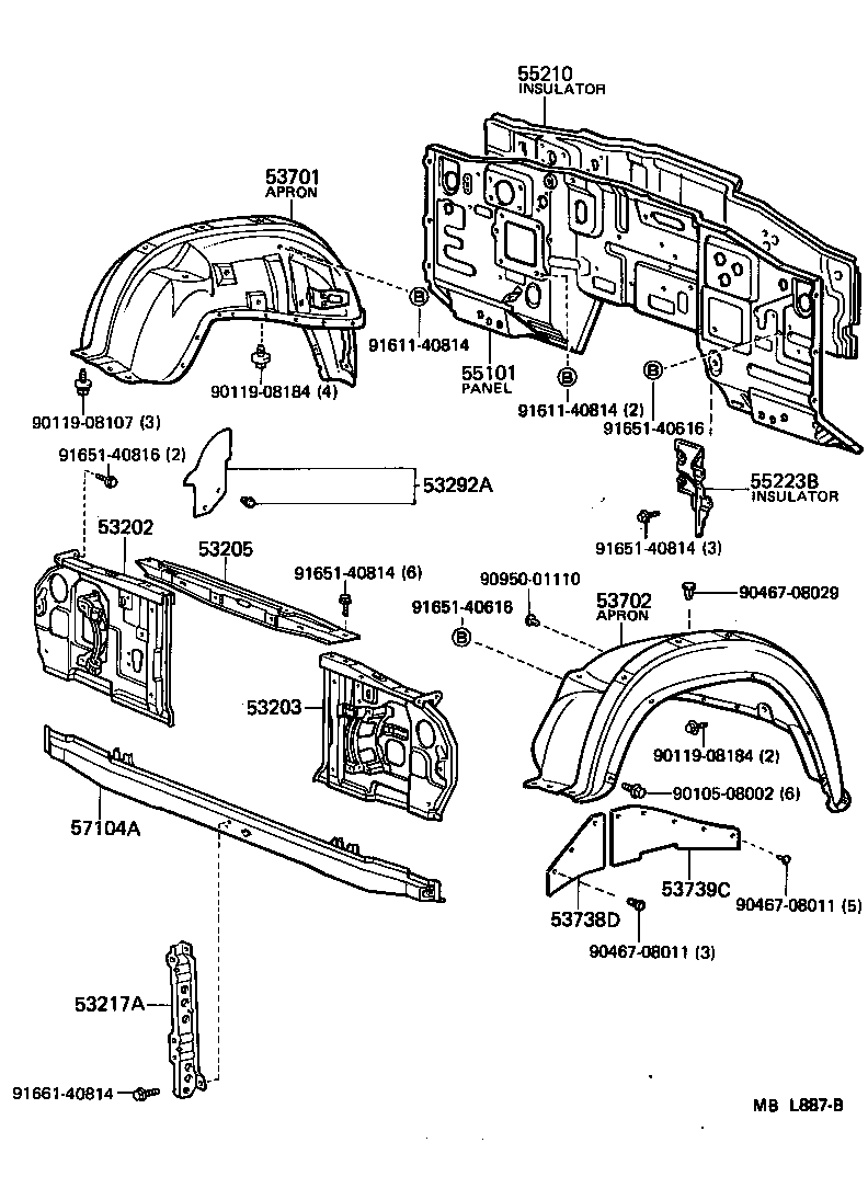 LAND CRUISER 62 |  FRONT FENDER APRON DASH PANEL