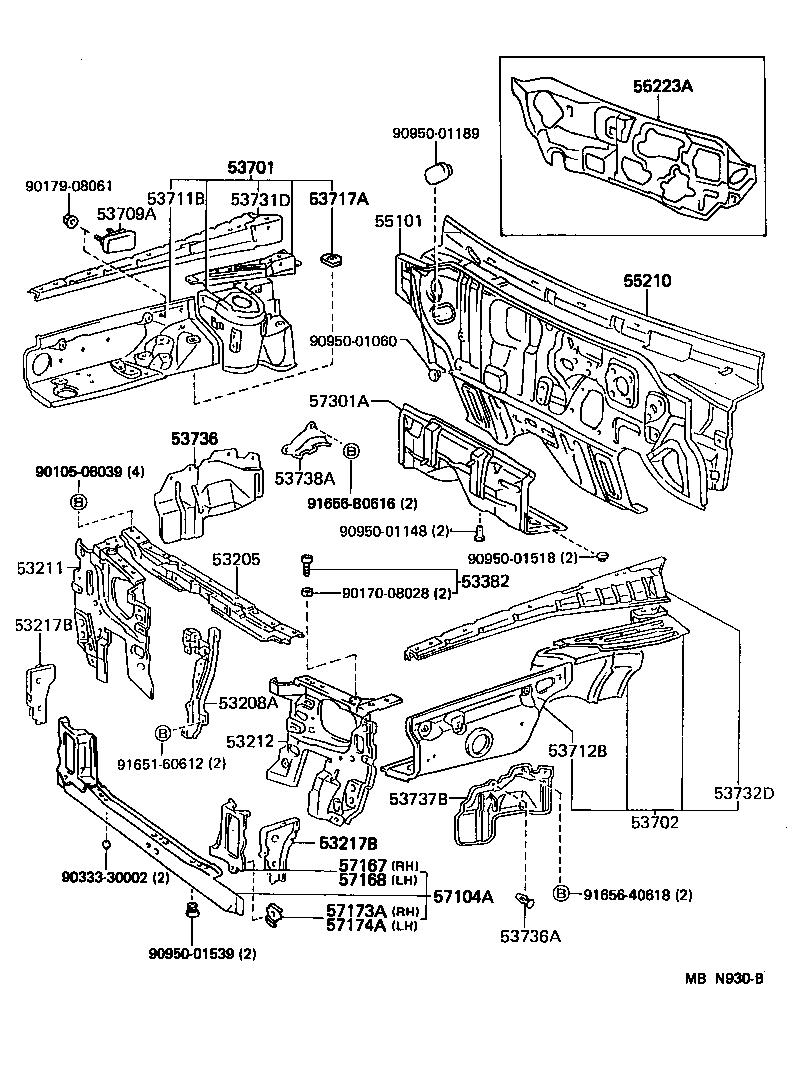  CAMRY JPP |  FRONT FENDER APRON DASH PANEL