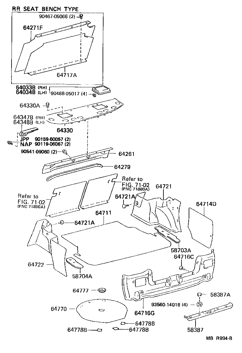  CAMRY NAP |  PACKAGE TRAY PANEL LUGGAGE COMPARTMENT MAT