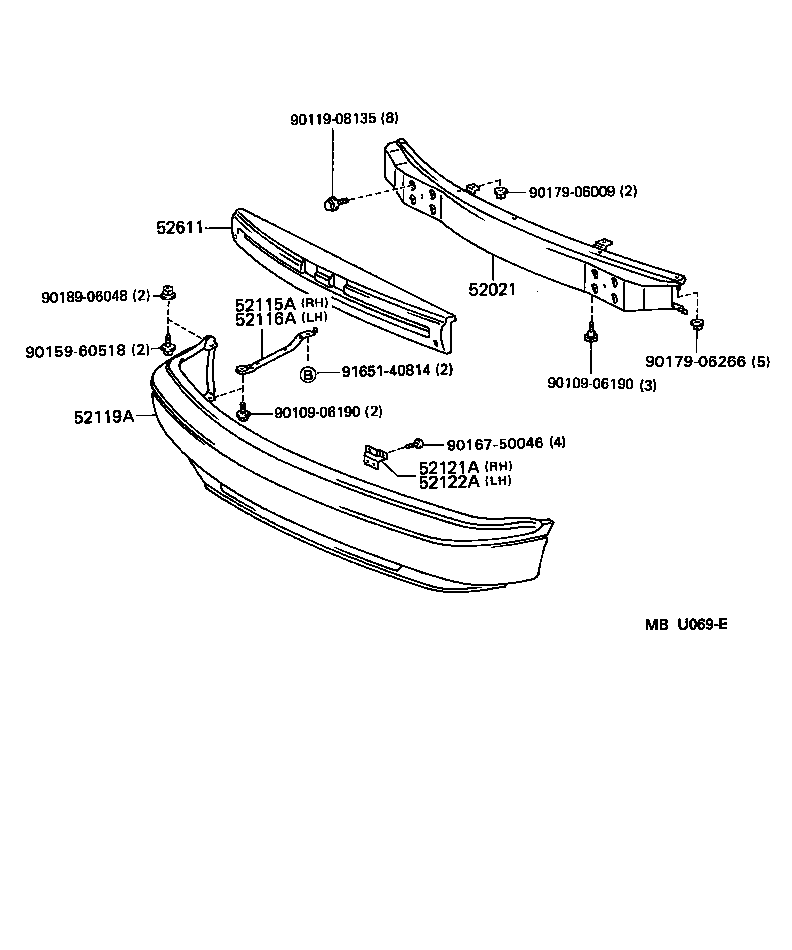  PREVIA |  FRONT BUMPER BUMPER STAY