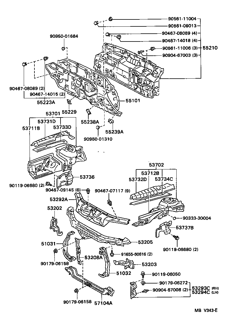 ES300 |  FRONT FENDER APRON DASH PANEL
