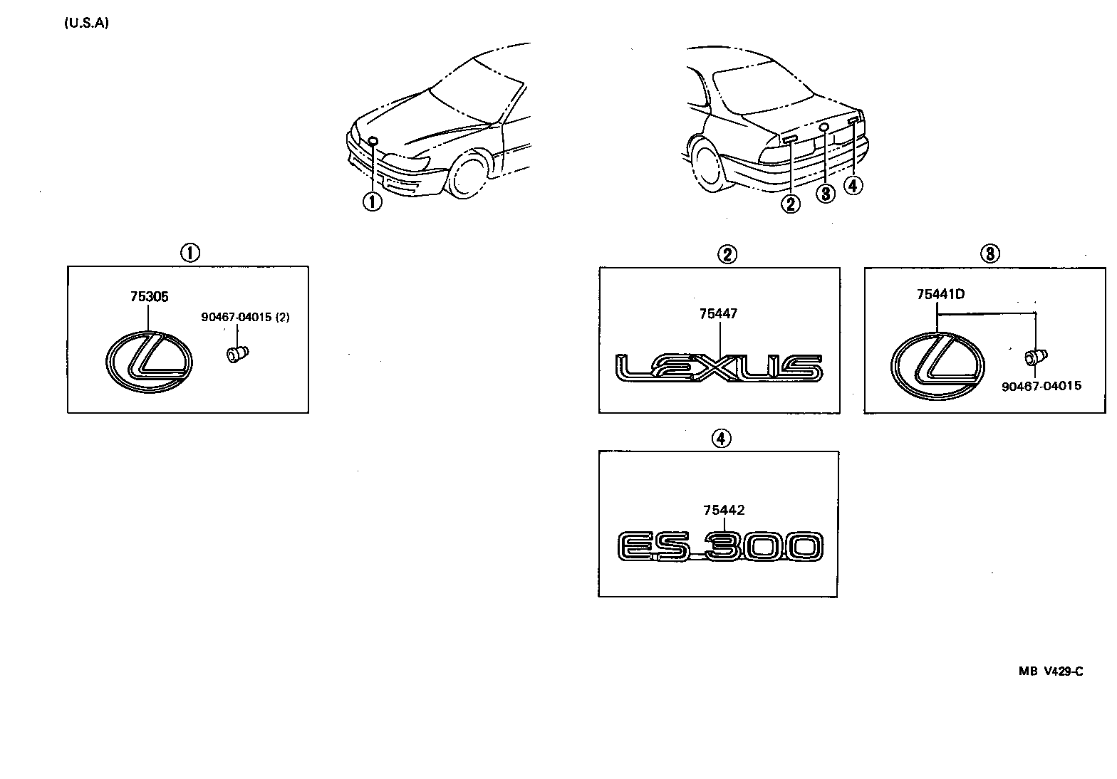  ES300 |  EMBLEM NAME PLATE EXTERIOR INTERIOR