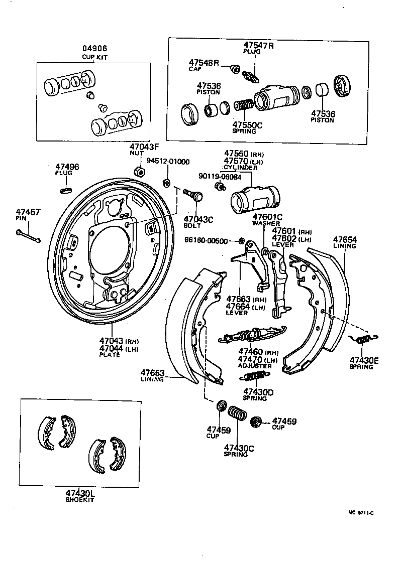 PICKUP | REAR DRUM BRAKE WHEEL CYLINDER BACKING PLATE
