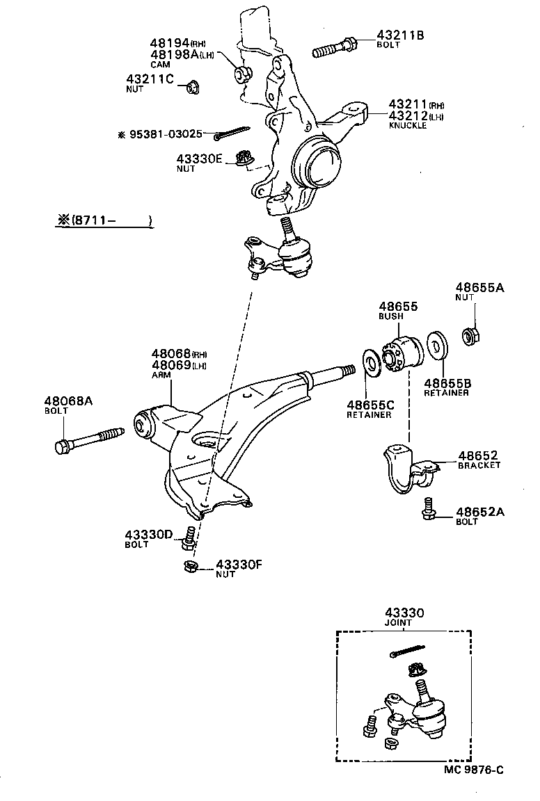  COROLLA FX |  FRONT AXLE ARM STEERING KNUCKLE