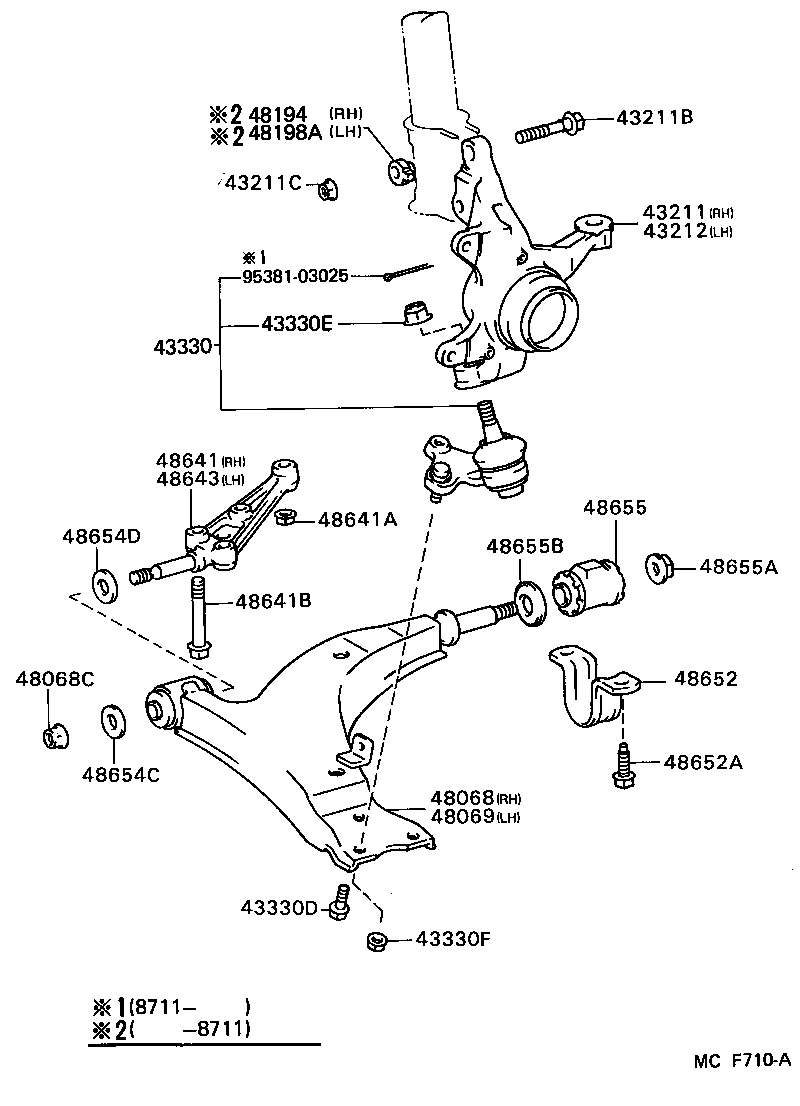  CELICA |  FRONT AXLE ARM STEERING KNUCKLE
