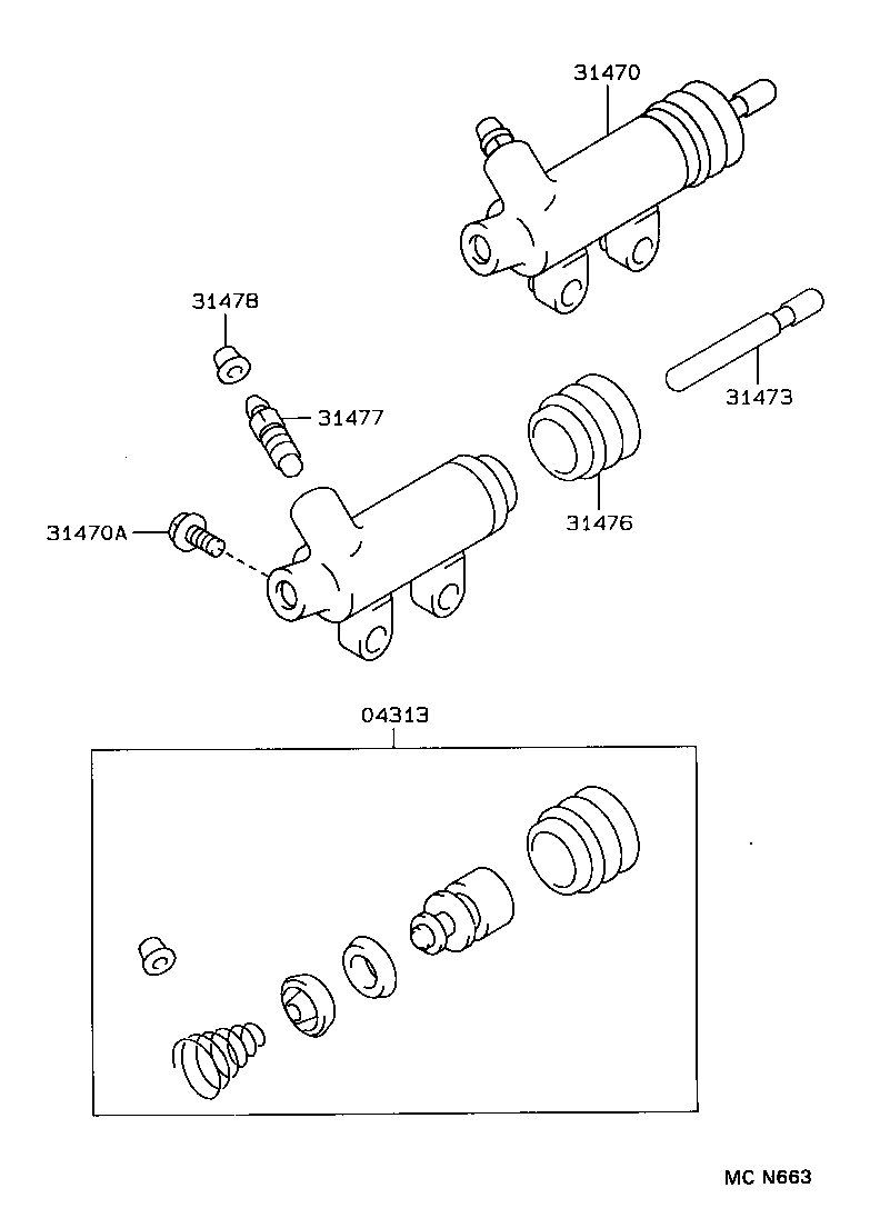  T100 |  CLUTCH RELEASE CYLINDER