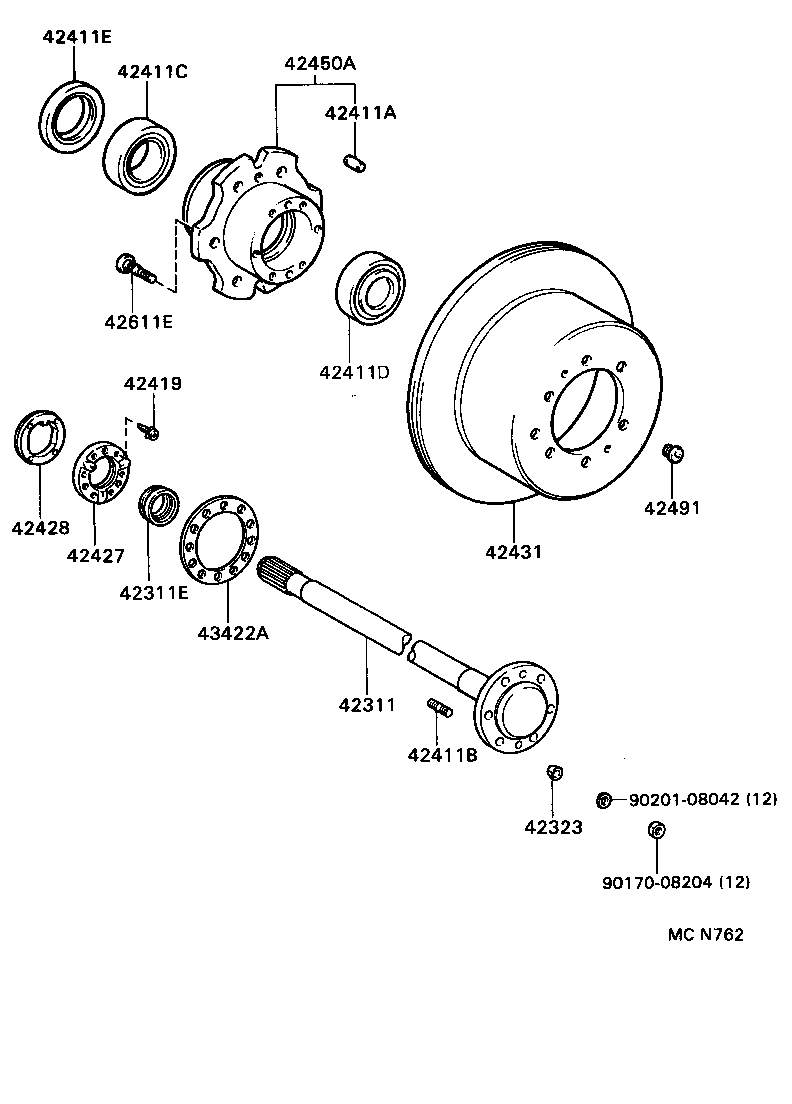  LX450 |  REAR AXLE SHAFT HUB