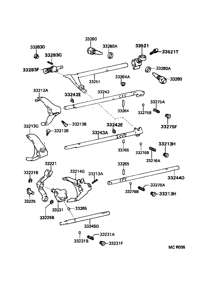  T100 |  GEAR SHIFT FORK LEVER SHAFT MTM