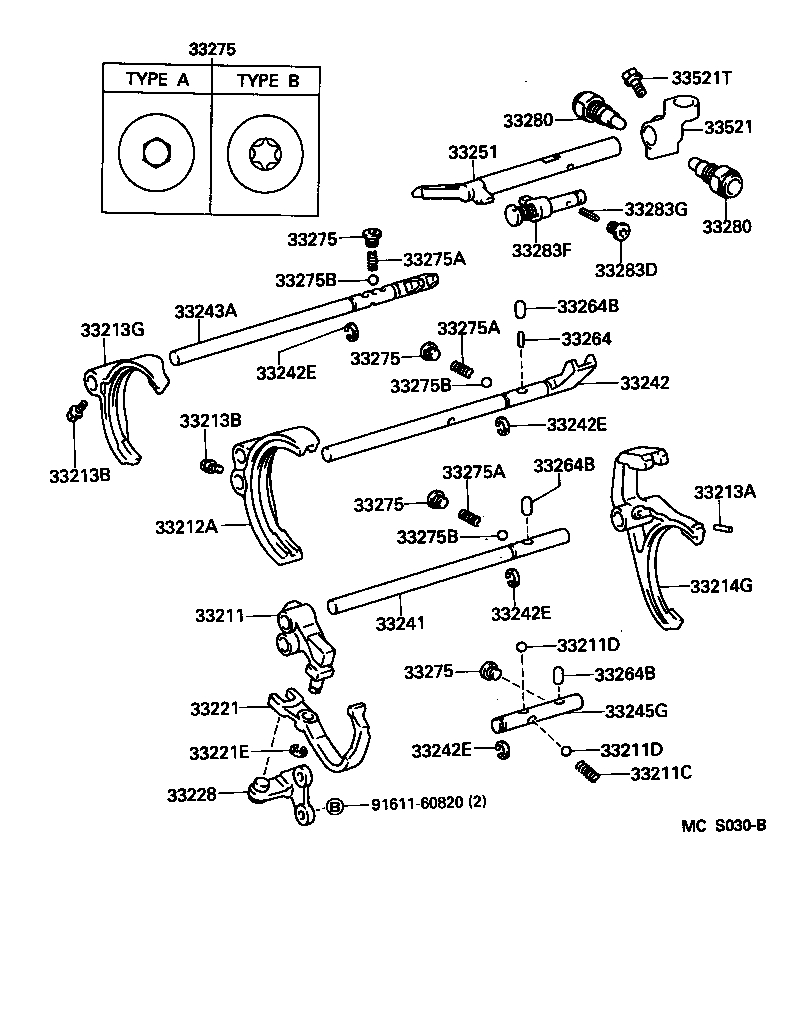  T100 |  GEAR SHIFT FORK LEVER SHAFT MTM