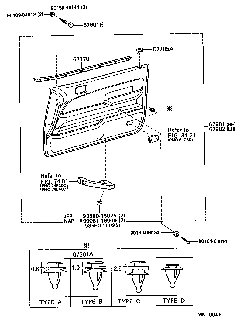  CAMRY NAP |  FRONT DOOR PANEL GLASS