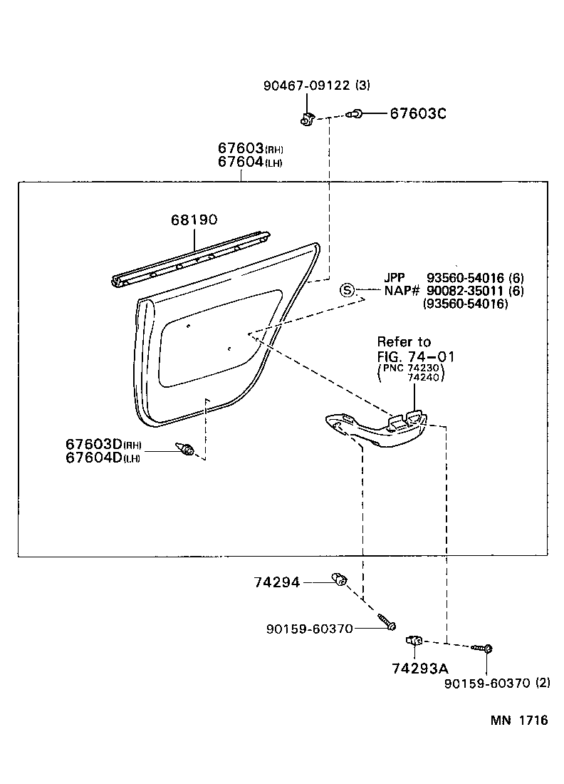  CAMRY NAP |  REAR DOOR PANEL GLASS